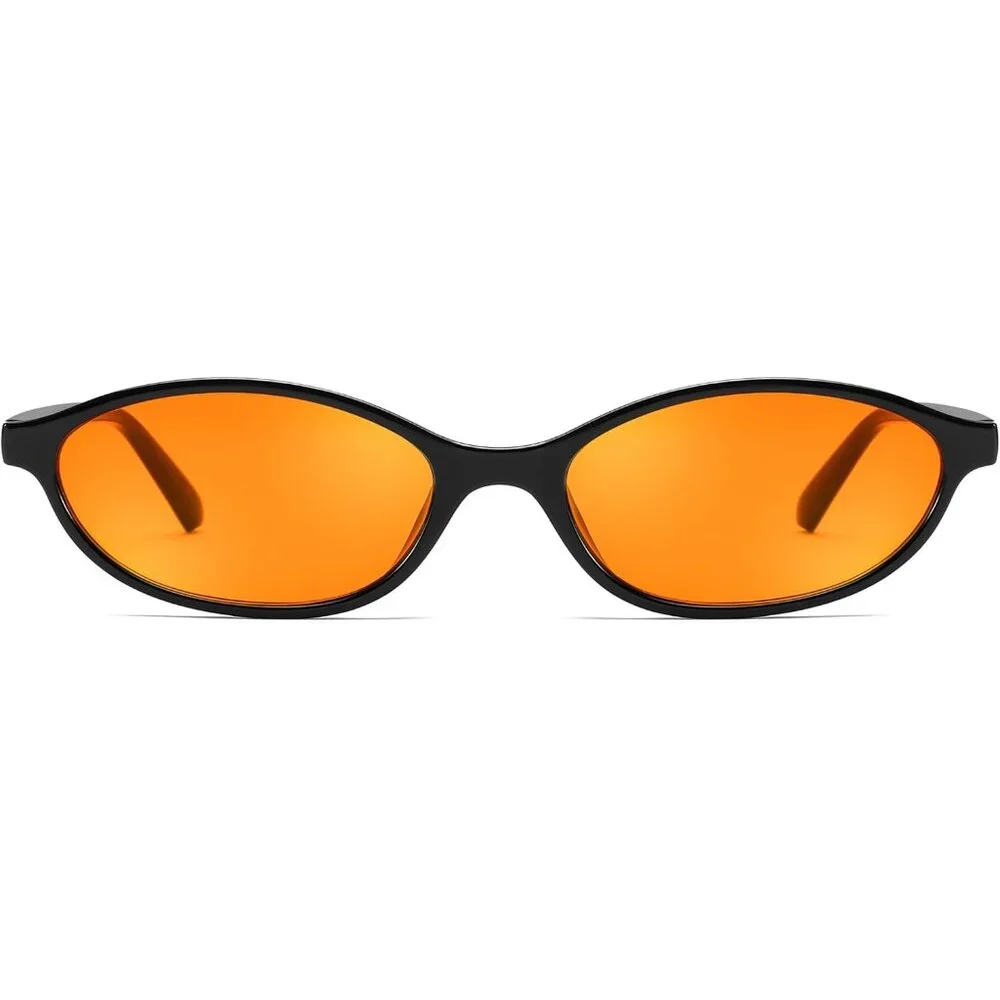 Women's Oval Sunglasses Eye Narrow Trendy plastic frames Sunnies Shades